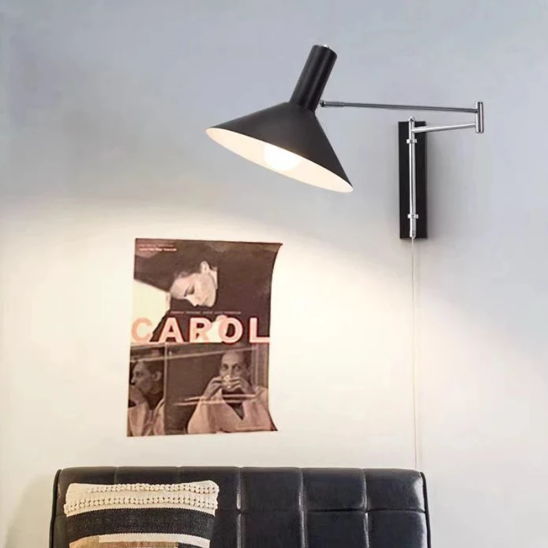 

Скандинавские современные настенные светильники с длинными подлокотниками, растягивающиеся простые светодиодные настенные бра, кабинет, спальня, прикроватные настенные светильники для чтения