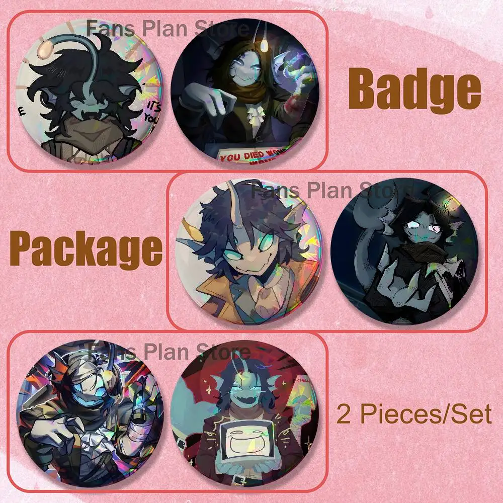 Sebastian P-Pressure Brooches For Backpack Accessories 25,32,44,58,75mm Round Enamel Pins 2-piece Set Cartoon Anime Badge
