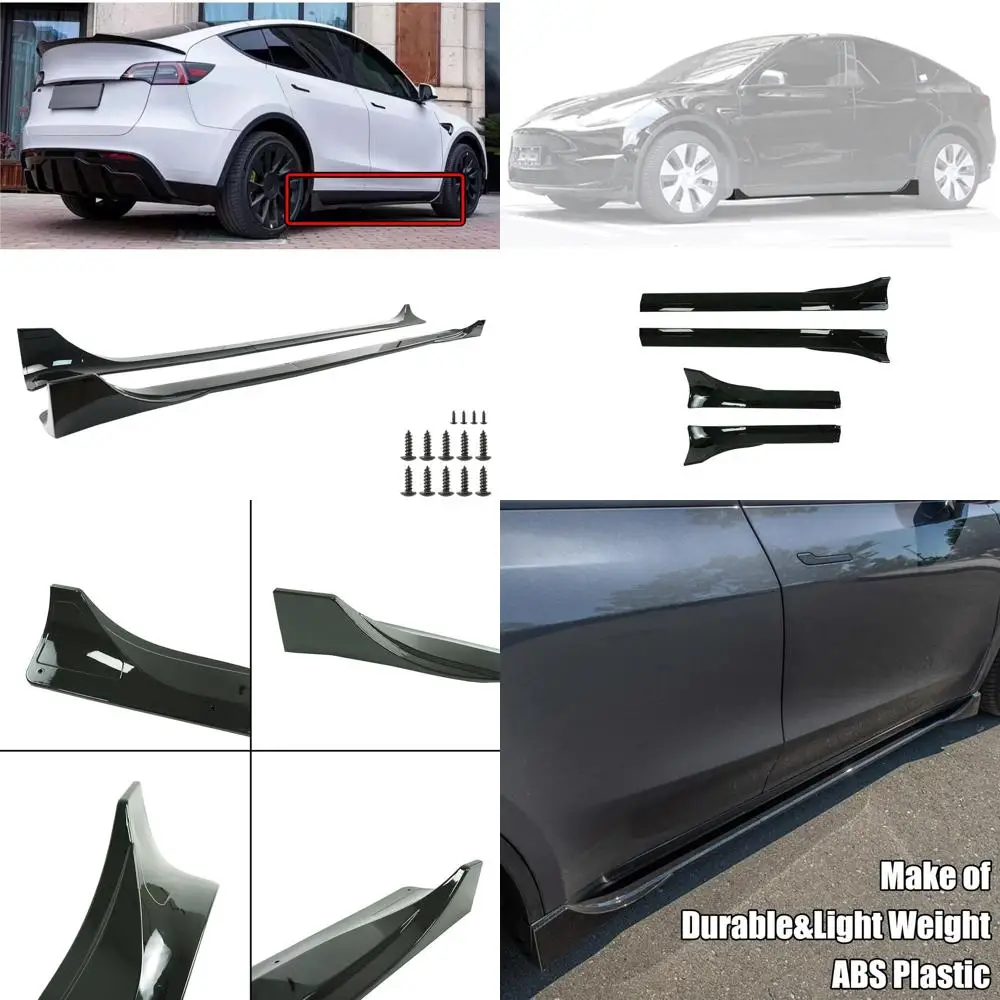 

Side Skirt for Tesla Model Y 2020-2024 4PCS ABS Plastic Side Extension Splitter Rocker Panel (Glossy Black)