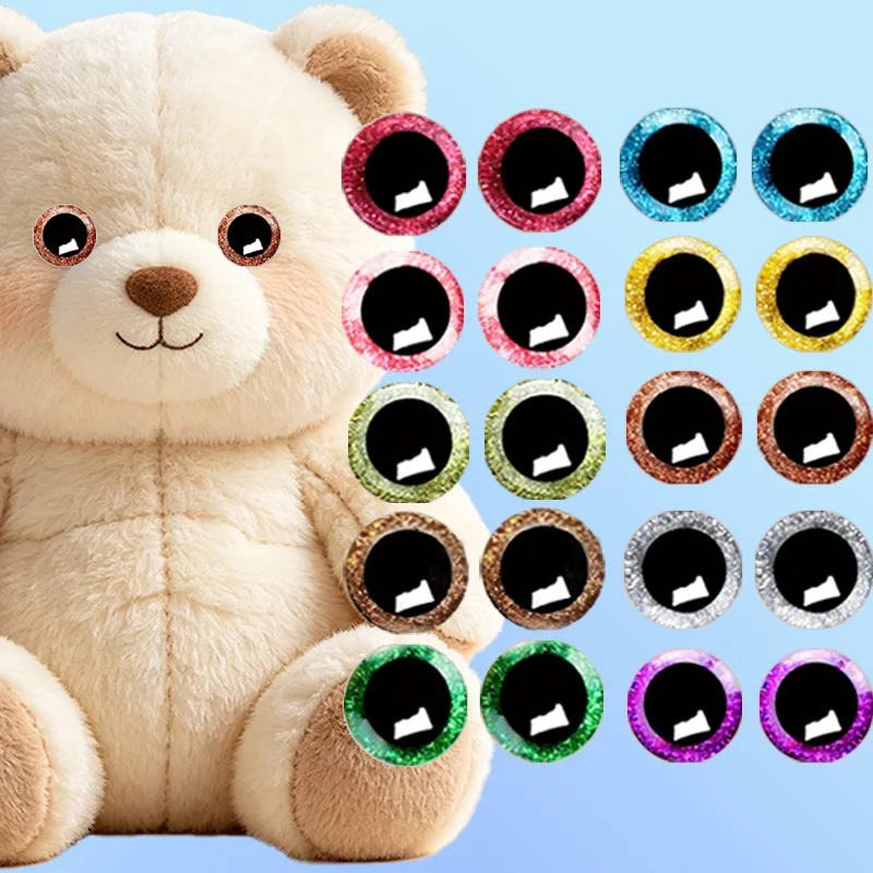 44 Pieces of Glitter Safety Eyes with Sequin Rings, Plastic Eyes, Woven Eyes, Specifically Designed for Plush Dolls and Toy Animals, DIY Handmade Doll Accessories