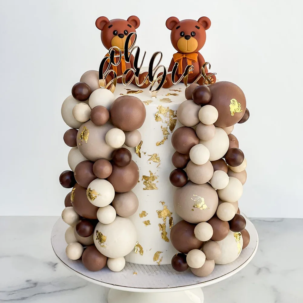 Boho Happy Birthday Kuchendeckel, Kaffeehaut, beige Sand, Retro-braune Kugeln, Kuchendeckel, Ständer für Babyparty, Geburtstagskuchen-Dekoration – Detail 2