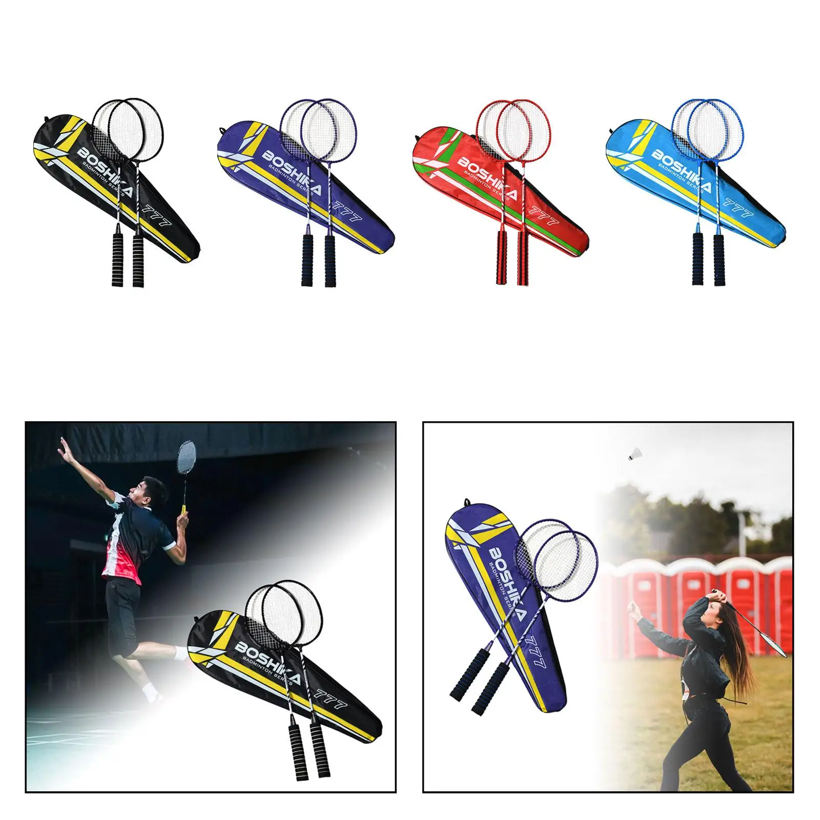 

2 Pieces Badminton Rackets Badminton Equipment Portable and Carrying Bag Badminton Racquet Set Interactive Toys for Lawn Outdoor