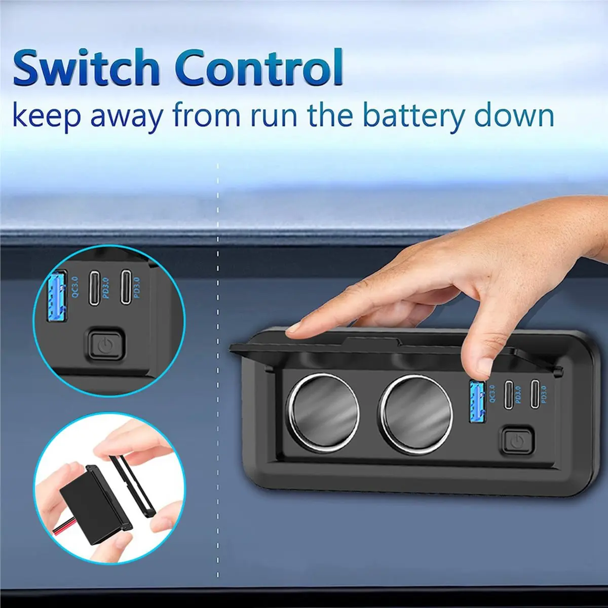 update. 2X Dual Lighter Socket 78W 12V USB Outlet Dual USB-C PD & QC3.0 Car Charger Port with Switch for Bus Boat