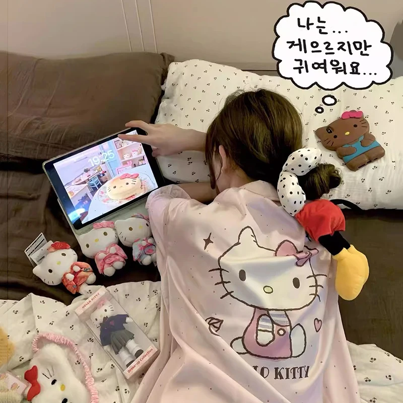 

Summer hit sweet KT cat cartoon cute printed girl pajamas two-piece set