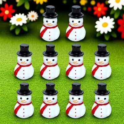 

10 Pcs Mini Snowman Christmas Decor 2025 Kawaii Resin Ornaments for Xmas Party Desktop Micro Landscape DIY Gift