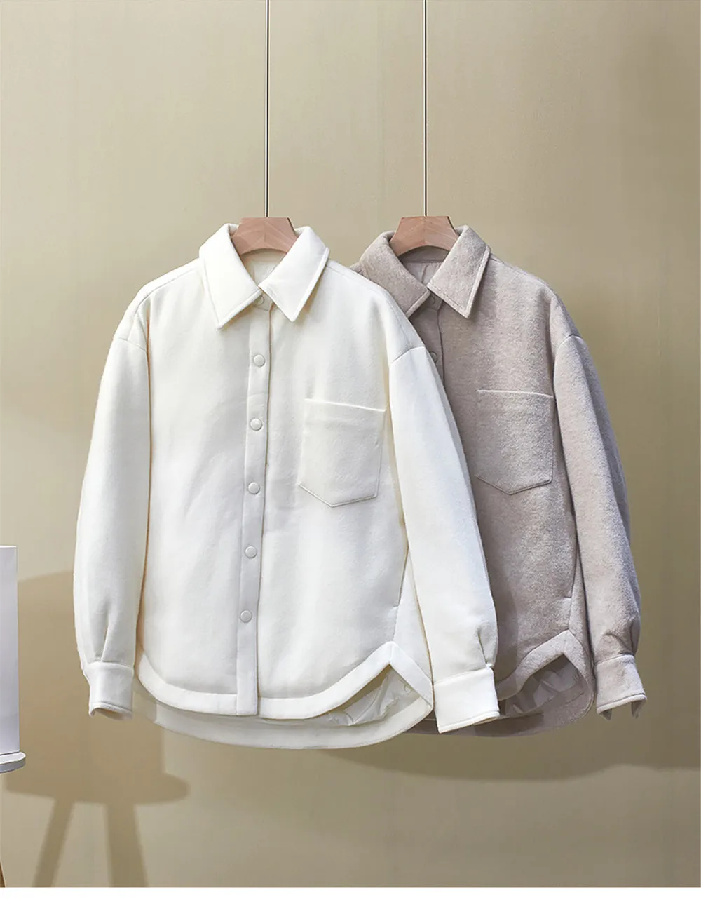25冬新作 ラペルダウンジャケット シャツ風 ルーズカジュアル グースダウン カシミヤ混 多用途 レディース 厚手ダウンジャケット