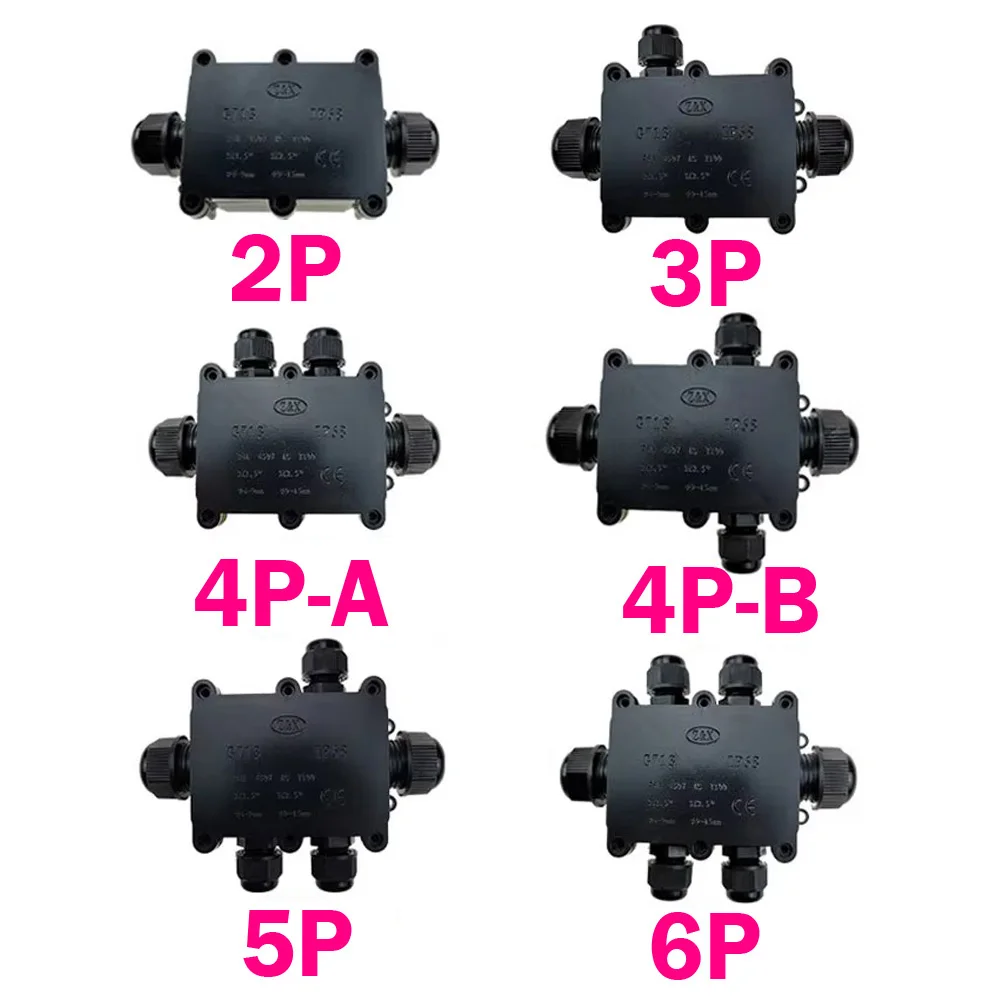 450V 24A IP68 Waterproof Junction Box Electrical 2/3/4/5/6 Way Enclosure Block Cable Connecting Line Protection for Wiring Acces image 2