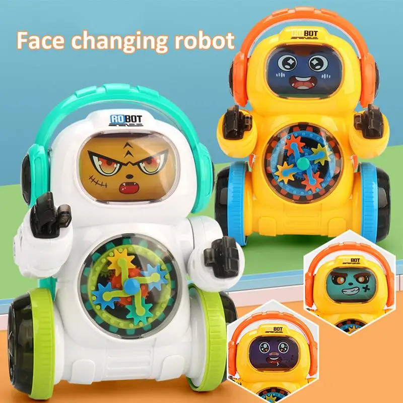 Robot Toys With Lights And Music Rotating Electric Robot Toy For Kid Cute Expressions Early Learning Educational Toy For