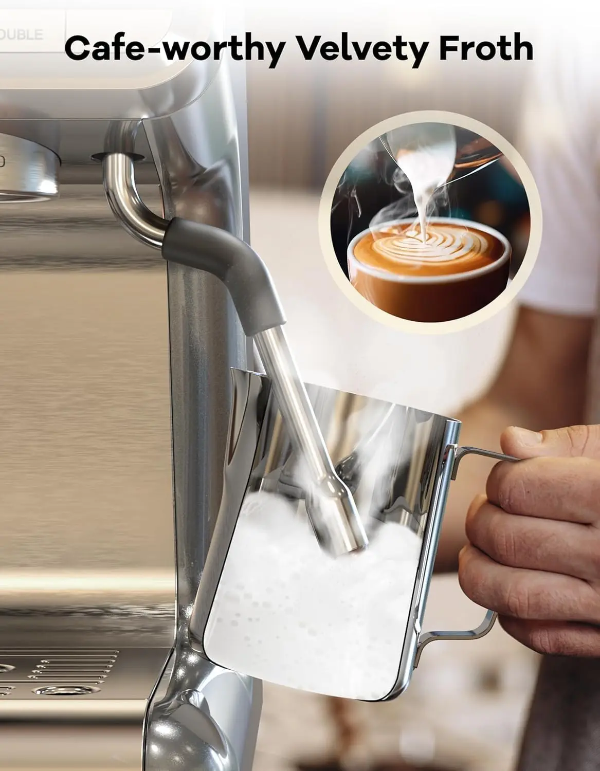 ماكينة قهوة اسبريسو 20 بار 1450 وات ماكينة اسبريسو شبه أوتوماتيكية مع مطحنة لمحبي القهوة كابتشينو لاتيه #4