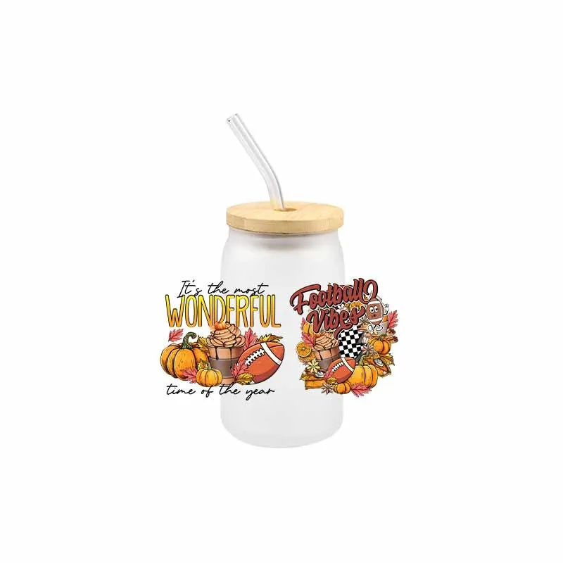 3D Rugby Bowknot UV DTF Football Transfer Sticker Waterproof Scartch For Wraps Cup Libbey Glass Cup Decals