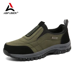 Sapatilhas antiderrapantes de couro respirável masculinas, sapatos casuais para escorregar, calçados para caminhada ao ar livre, primavera