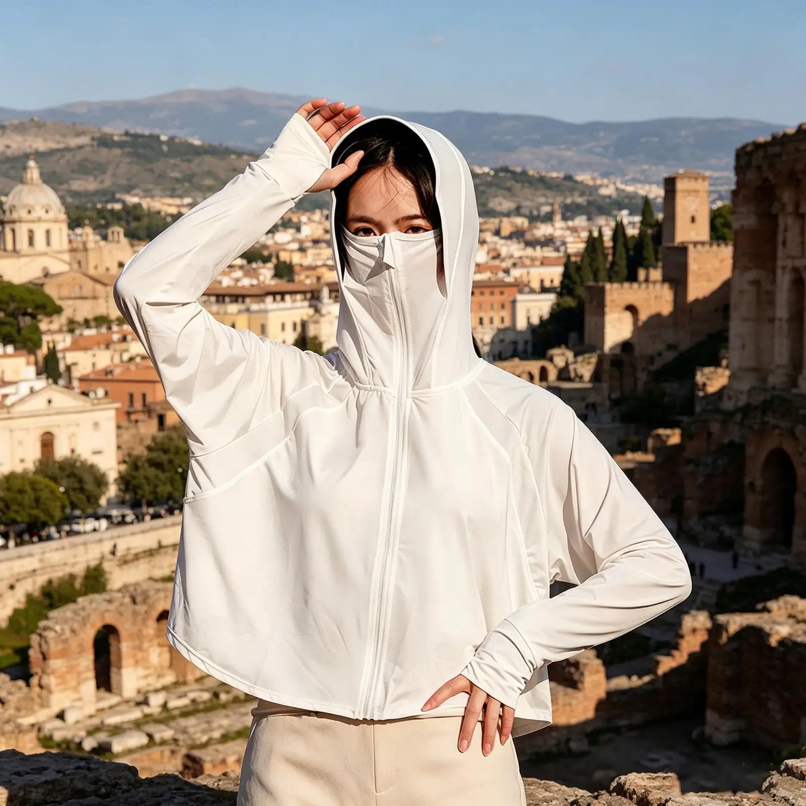 Sun Protective Jacket Long Sleeve Full Zip Lightweight Shirt Women Sun Protection Clothing For Outdoor Hiking Walking Running