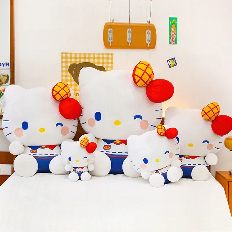 

60cm Kawaii Hello Kitty Stuffed Doll Anime Sanrio Plush Toy Cute Large Size Vivid Kitty Plushie for Kids Birthday Xmas Gift