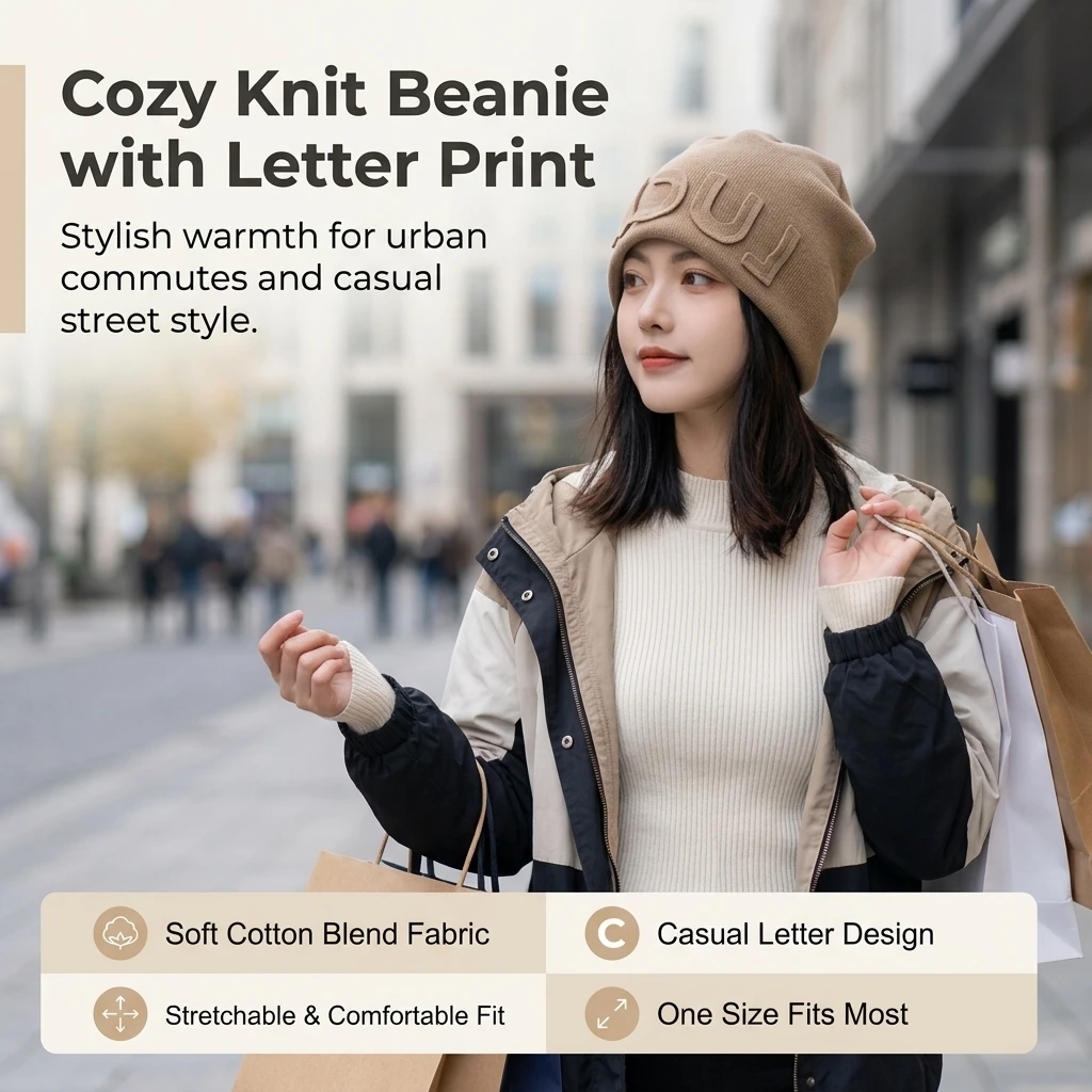 Stylish Beanie Hat Slouchy Warm Skull Cap for Winter Outdoor Commuting Women's Corduroy Lined Knit Cap Soft and Durable