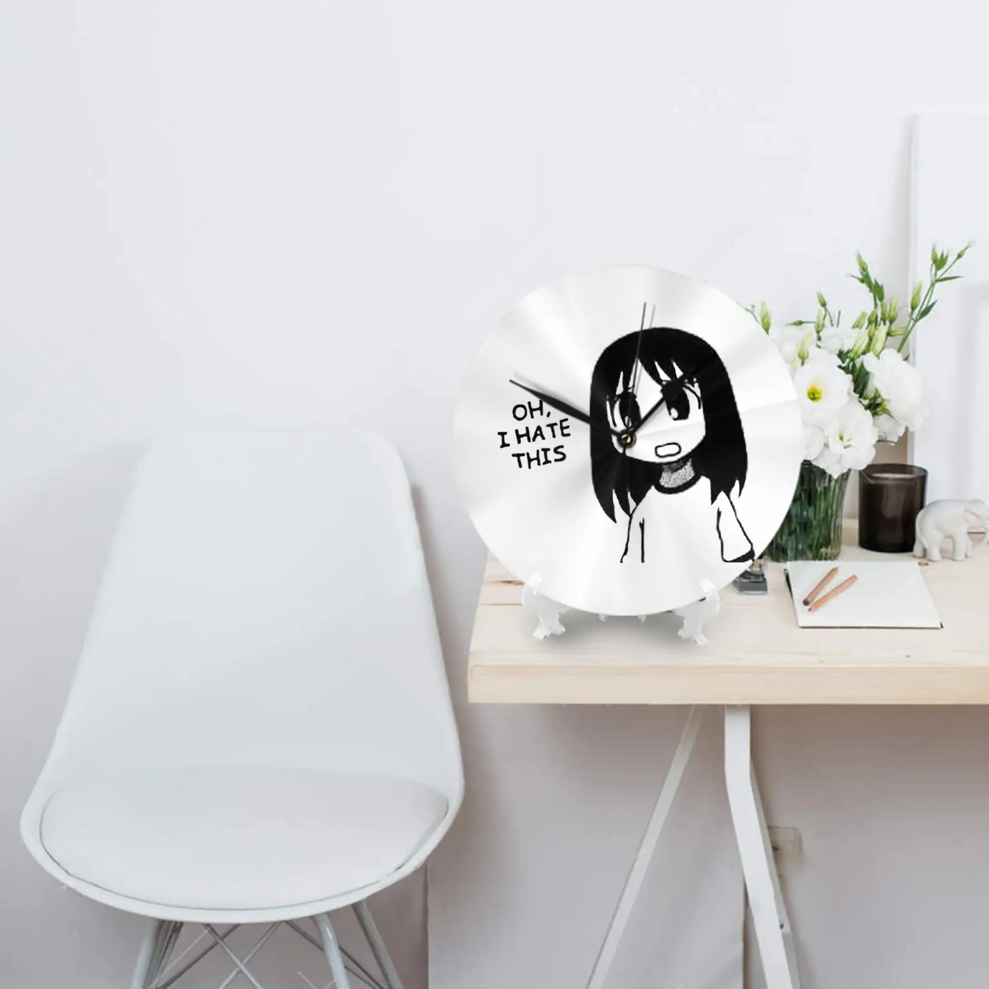 مؤرخة - تحقق من الشخصي Azumanga Daioh Osaka Ayumu Kasuga ساعة حائط لتزيين الغرفة ساعة مستديرة صامتة للمعيشة والمطبخ والمنزل