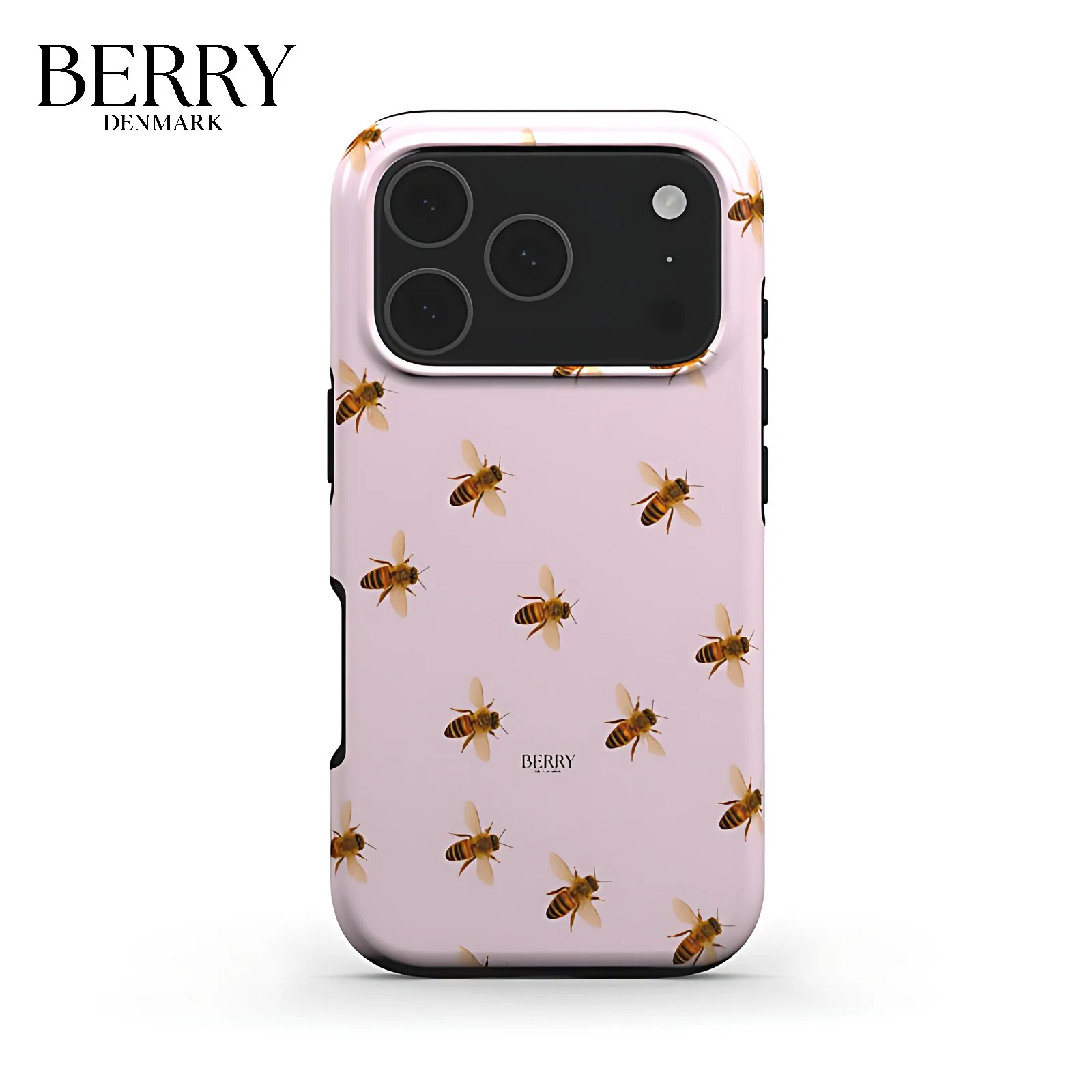Pink Bee Pattern BERRY Phone Case for Samsung Galaxy S20 S23 S24 S25 S26 FE Plus Ultra Edge 4G 5G Double-layer Back Cover