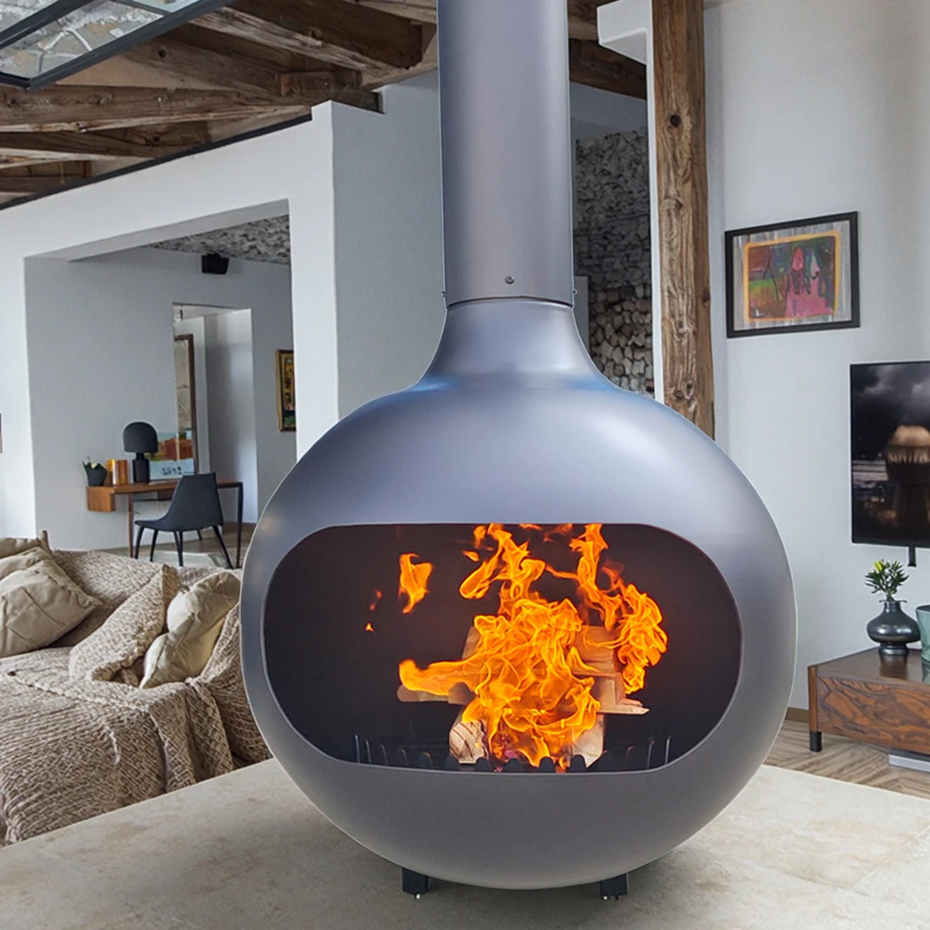 

Chinese Supplier Ceiling Mounted Round Wood Burning Suspended Fireplace Indoor Hanging Heaters Stoves Product Category