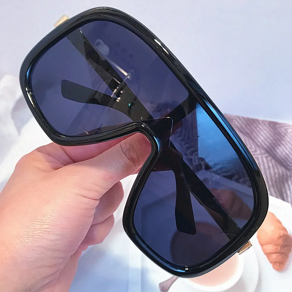 Mode One Piece Shield Sonnenbrille für Frauen Vintage Big Frame Maske Gradient Sonnenbrille Damen Outdoor Driving Shades Uv400 – Detail 4