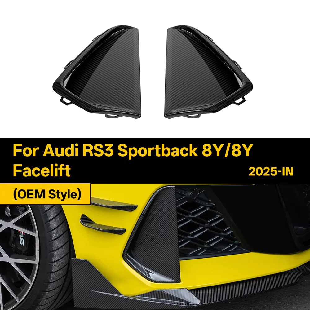 Real Droge Koolstofvezel Luchtkanaal voor Audi RS3 Sportback 8Y/8Y Facelift 2025-IN OEM Stijl 2 stks/set