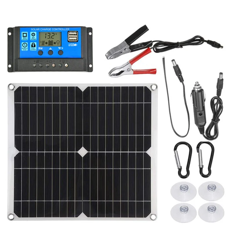 25W Solar Panel Dual USB18V/5V Photovoltaic Cell System with Controller Solar Panel Dua