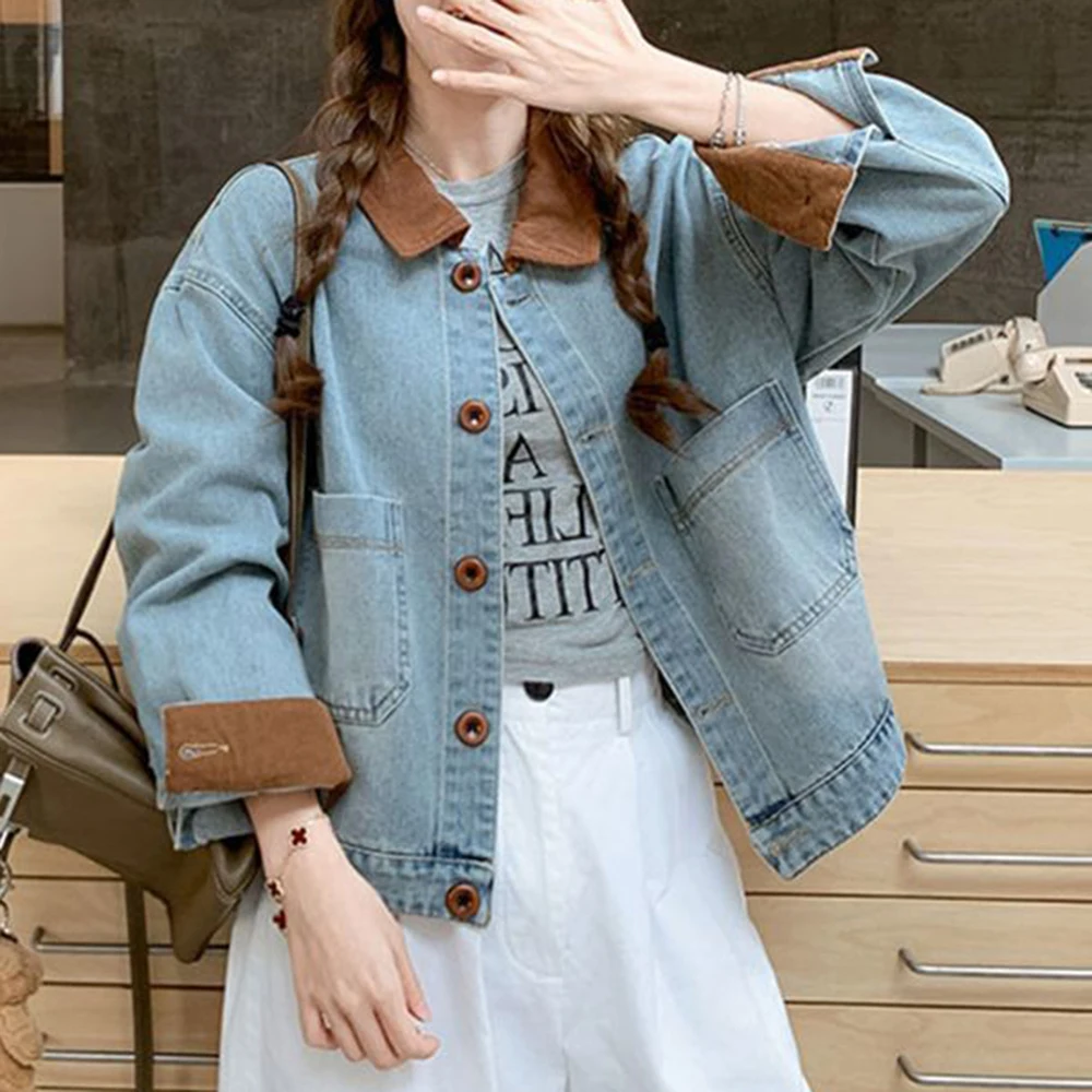 Blue retro small denim jacket women's short 2025 autumn new models this year popular design jacket top