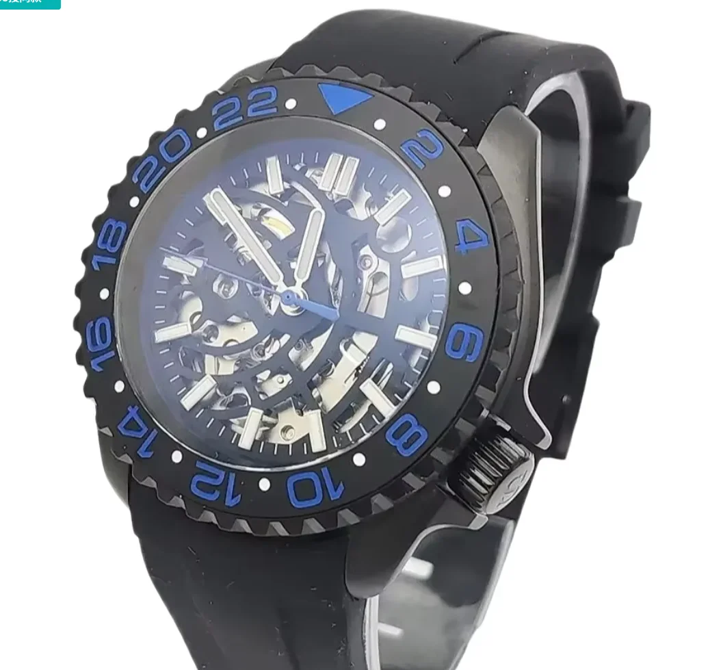 2026 New Parnsrpe NH70 Mechanical Watch Men Sport Diver Sapphire Crystal Rotating Bezel Full Skeleton Dial Luminous Waterproof O