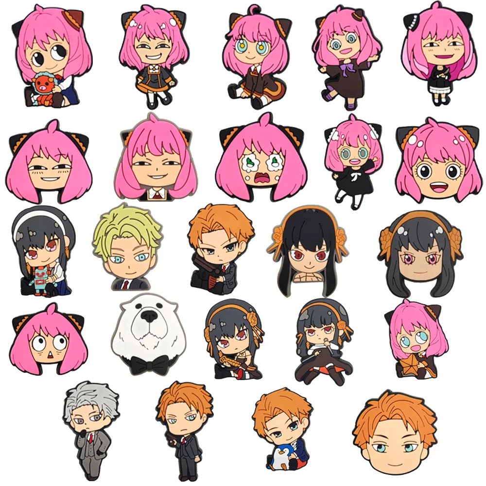 Neue 24-teilige Cartoon Anime Spy Family Serie PVC Schuh-Accessoires DIY Loch-Armbänder Slipper Abnehmbare Modische Dekoration Geschenke – Detail 4