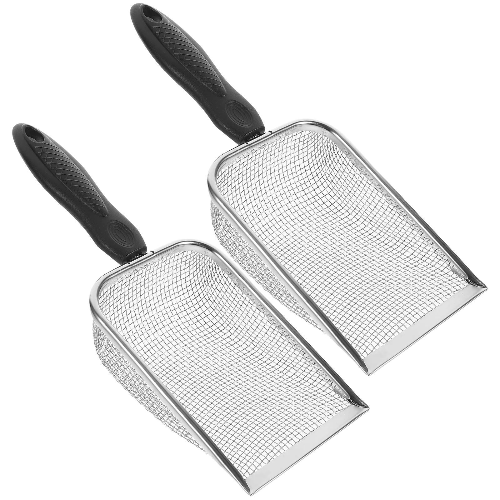 2 Pcs Beach Sand Collecting Tool for Metal Beachcombing Mesh Food Stainless Steel Shovels