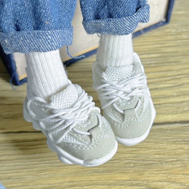 

1/6 Bjd Doll Shoes Handmade 4.3cm * 2.2cm Cute Color Blocking Lace Up Sporty Shoes Thick Soled Shoes For Bjd Doll Accessories