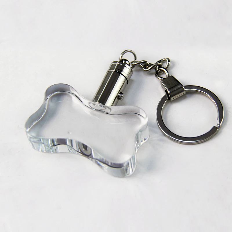 Wholesale Exquisite 10pcs Blank Dog Bone Keychain for 3D Laser Engraving Photo DIY Pet Souvenirs Pendants Key Ring Gift Box