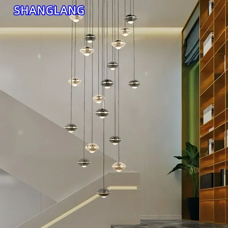 

Modern minimalist style crystal ball chandelier, black long chandelier in living room and dining room YX490TB