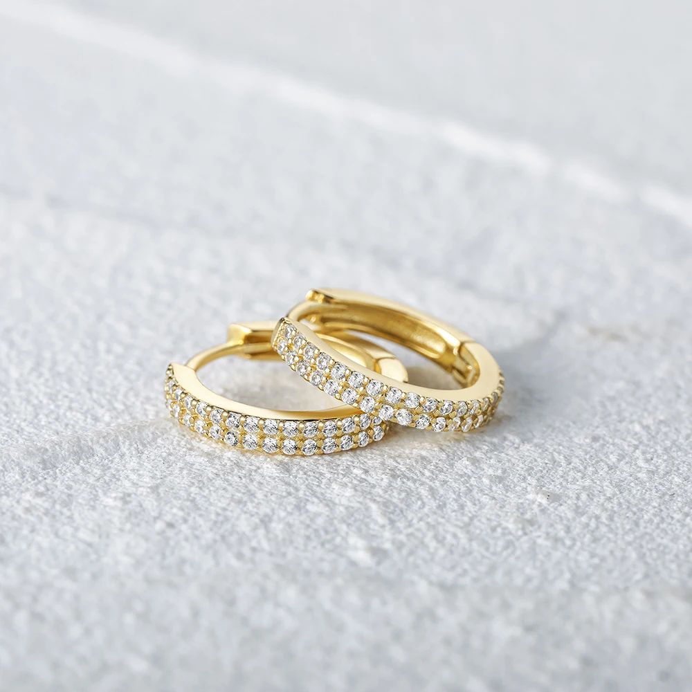 CANNER Classic Piercing Hoop Earrings for Women 925 Sterling Silver Zircon Round Huggie Earring Engagement Jewelry Pendientes