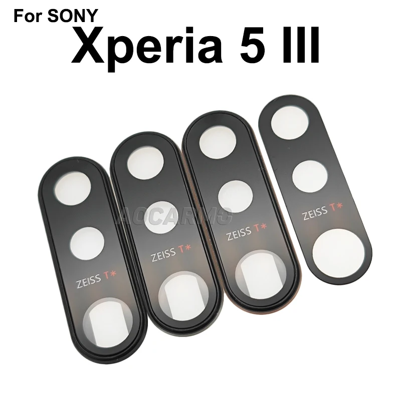 Aocarmo For Sony Xperia 5 III / X5iii XQ-BQ52 BQ72 SO-53B Rear Back Camera Lens Len Glass With Adhesive Sticker Ring Frame