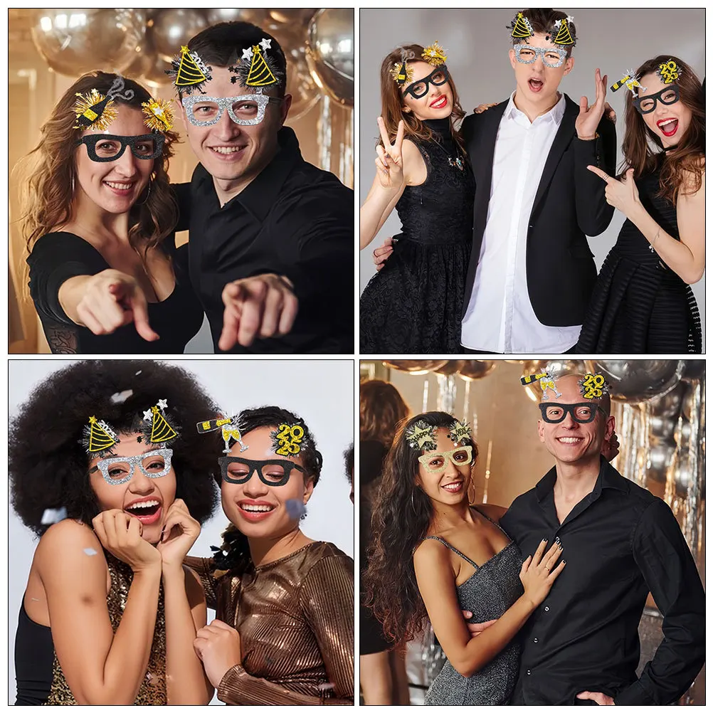 

6Pcs New Year Glasses Unique Party Eyewear Fun Eye Decoration 2025 Photo Prop Plastic Eyeglasses Supplies New Years Glasses