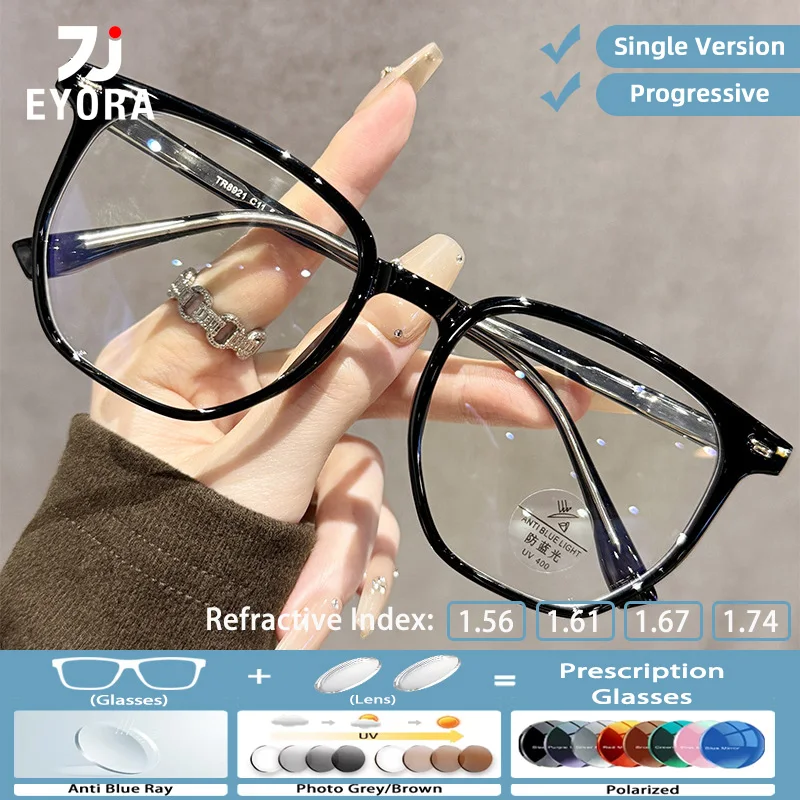 

EYORA Casual Style Square TR90 Reading Glasses for Women Myopia and Hyperopia Anti Blue Ray Progressive Photochromic Glasses