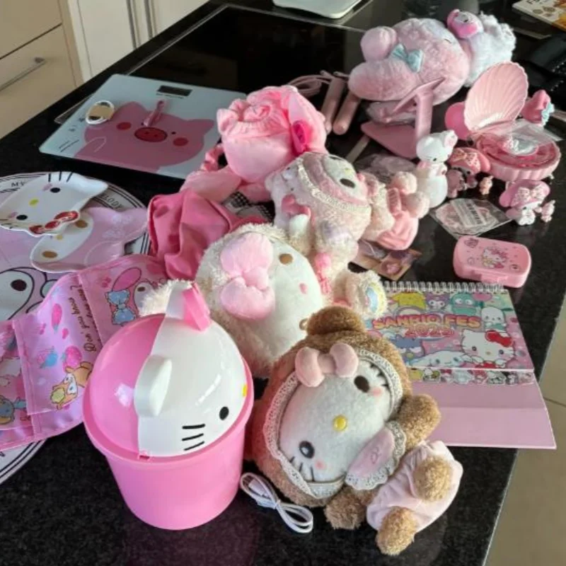 سانريو جديد مرحبا كيتي مزبلة سلة المهملات سلة المهملات سلة المهملات Bensenrio Kawaii سلة المهملات الورقية يمكن غرفة المعيشة غرفة نوم