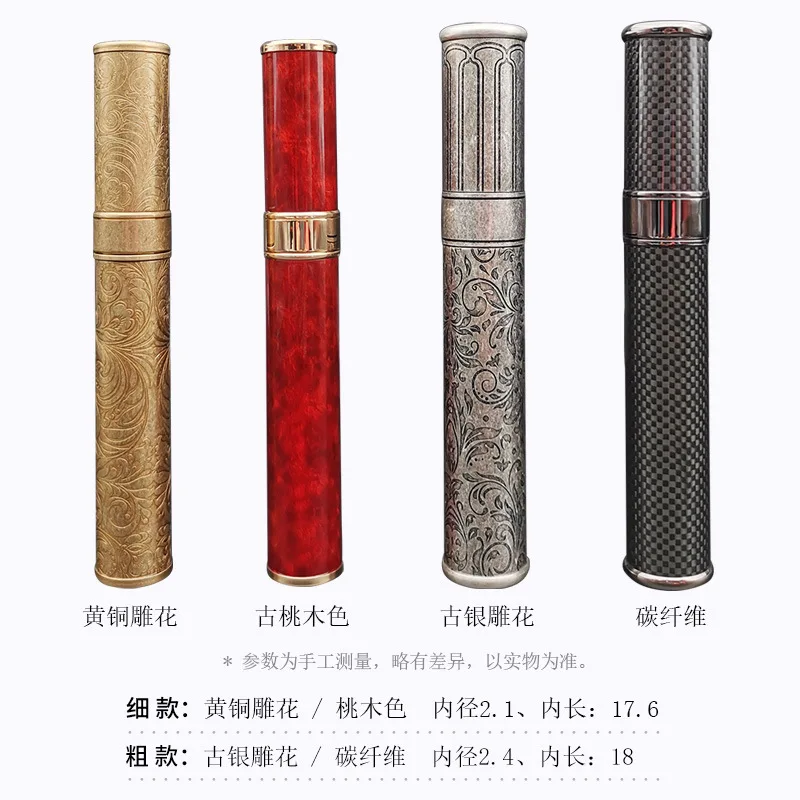 Cigars Box Single Cigar Tube Pure Copper Humidor Moisturizing Portable Metal Cigar Case Travel Outdoor Cigar Accessories for Men