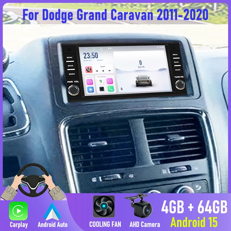 

7'' 4+64GB 2DIN Android Car Radio Stereo For Dodge Grand Caravan 2011-2020 Wireless CarPlay GPS Navi BT FM Rear Camera Canbus