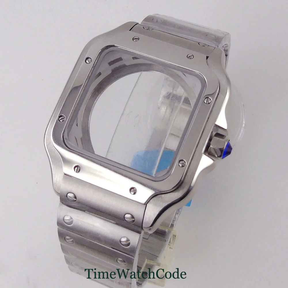 Fit NH35 NH36 NH38 NH70 NH72 Automatic Movement 316L Solid Steel Square Watch Case for STANDOS Series Roman Dial Luminous Hands