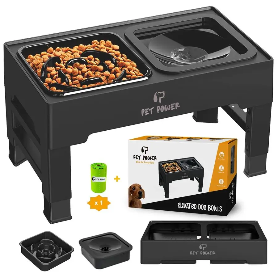 

Миски для собак на высокой подставке для крупных пород, регулируемые по высоте (4 уровня), миски для медленного кормления, непроливающаяся миска для воды для маленьких собак