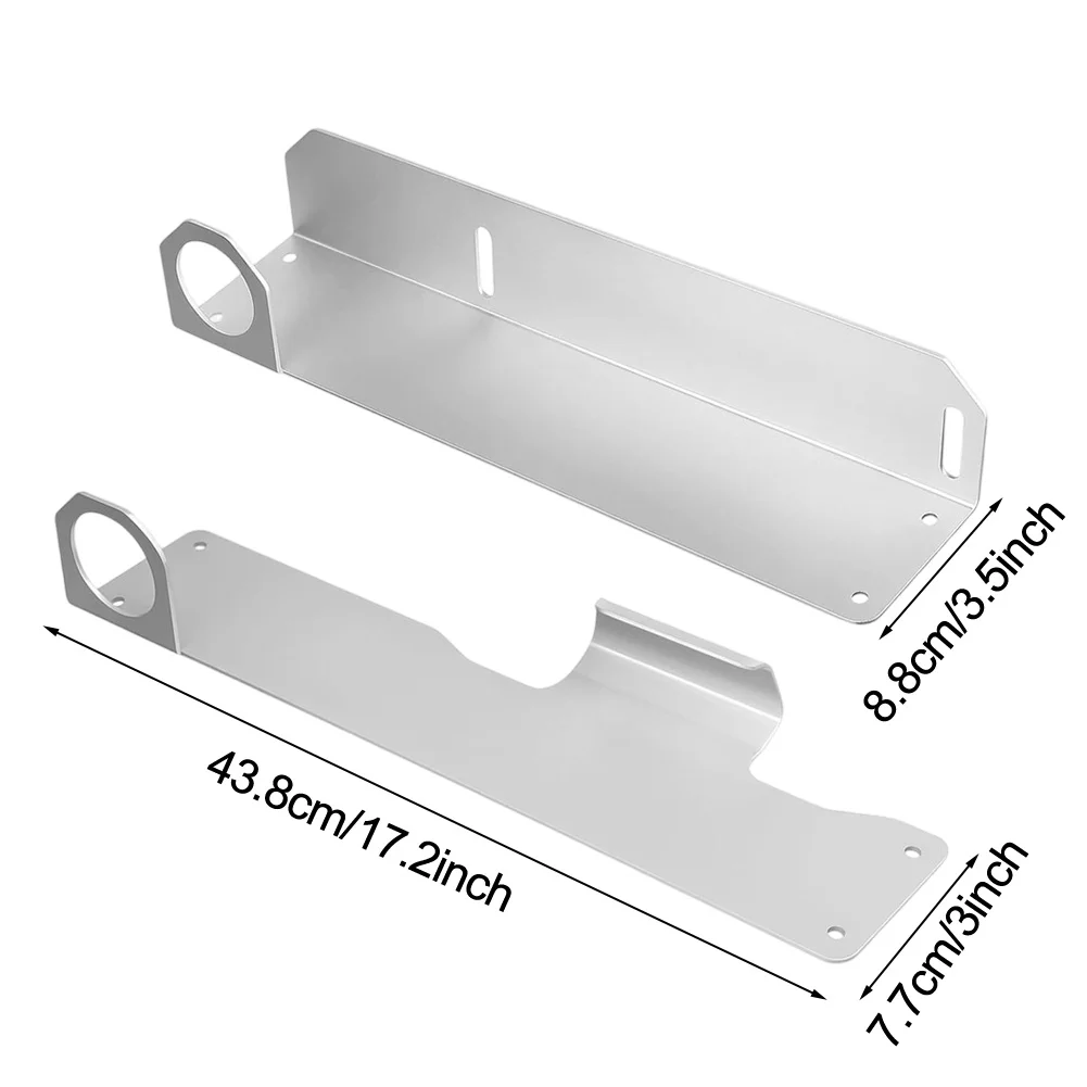 Zestaw metalowych wsporników do montażu na ścianie przyczepy i garażu, do pionowego przechowywania, zapewniający porządek i łatwy dostęp do podnośników.