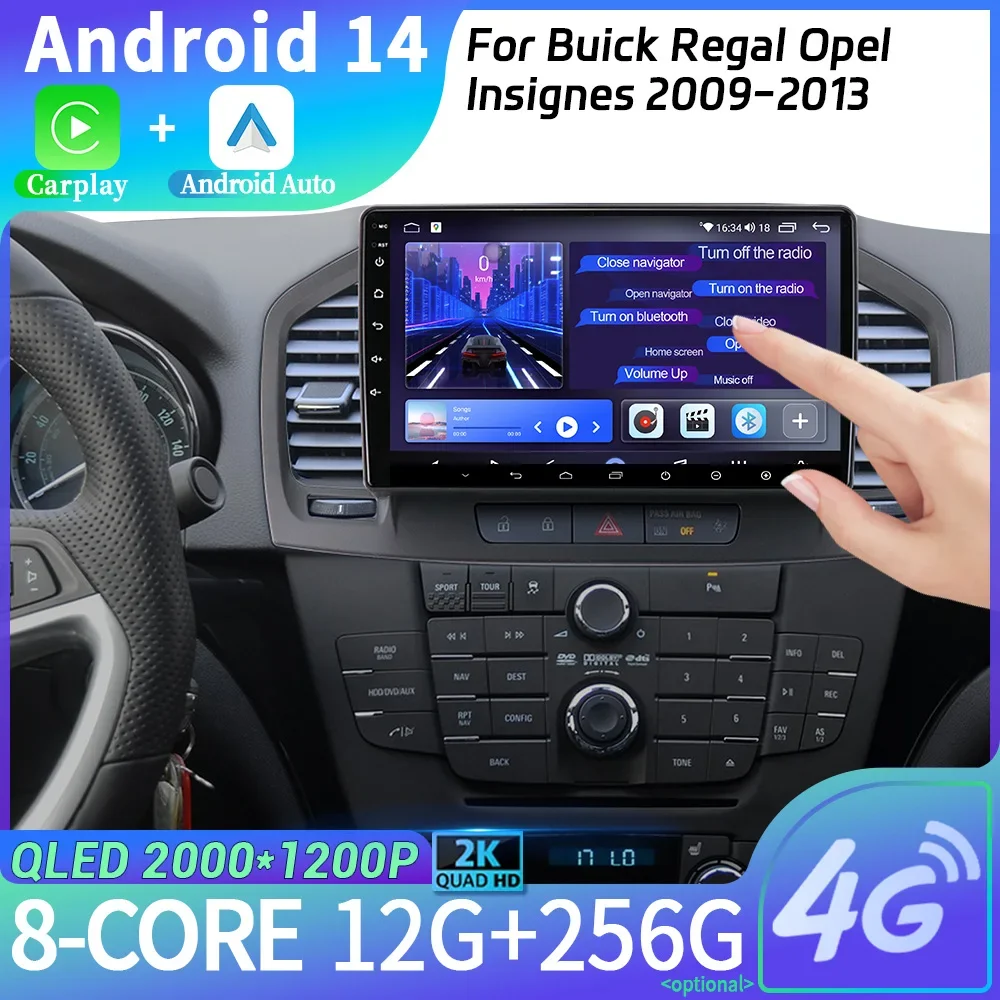 Car Android For Buick Regal Opel Insignes 2009-2013 Radio Stereo Head Unit Multimedia Player 4G GPS Navigation BT CarPlay Screen