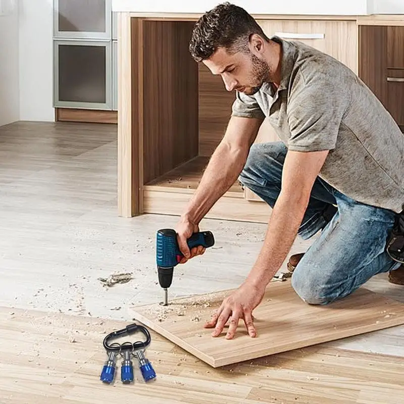 

Screw Bit Holder Pack of 3 Socket Bit Organizer with Carabiner Screwdriver Accessories Extension Bar Nut Driver Carrier for Home