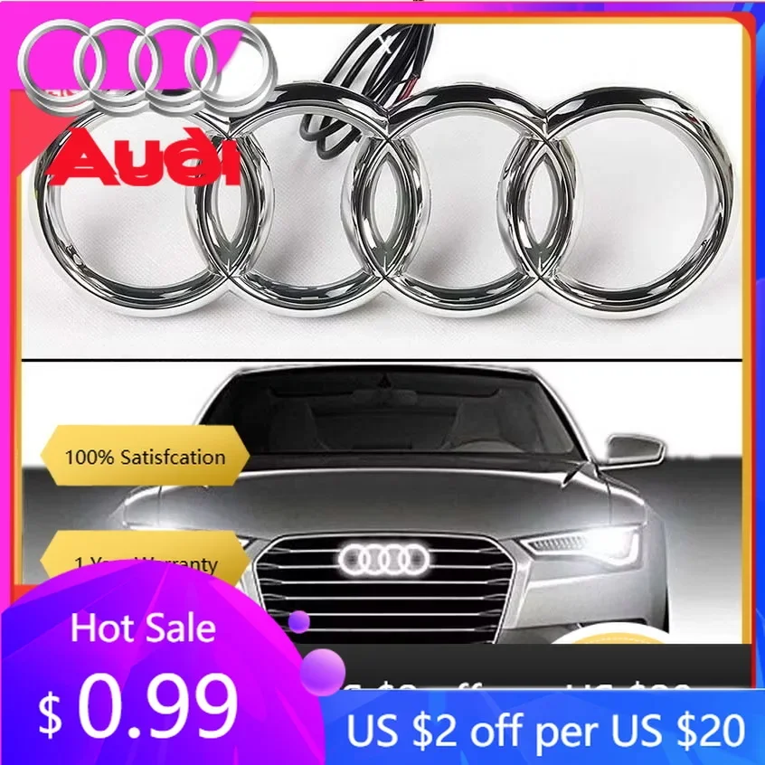 

Hub Caps Hot For Audi Audi Car LED Front Grille 4-Ring Logo Light Static White Light 249 273 285mm For AUDI A3 A4 A5 A6 A7 A8