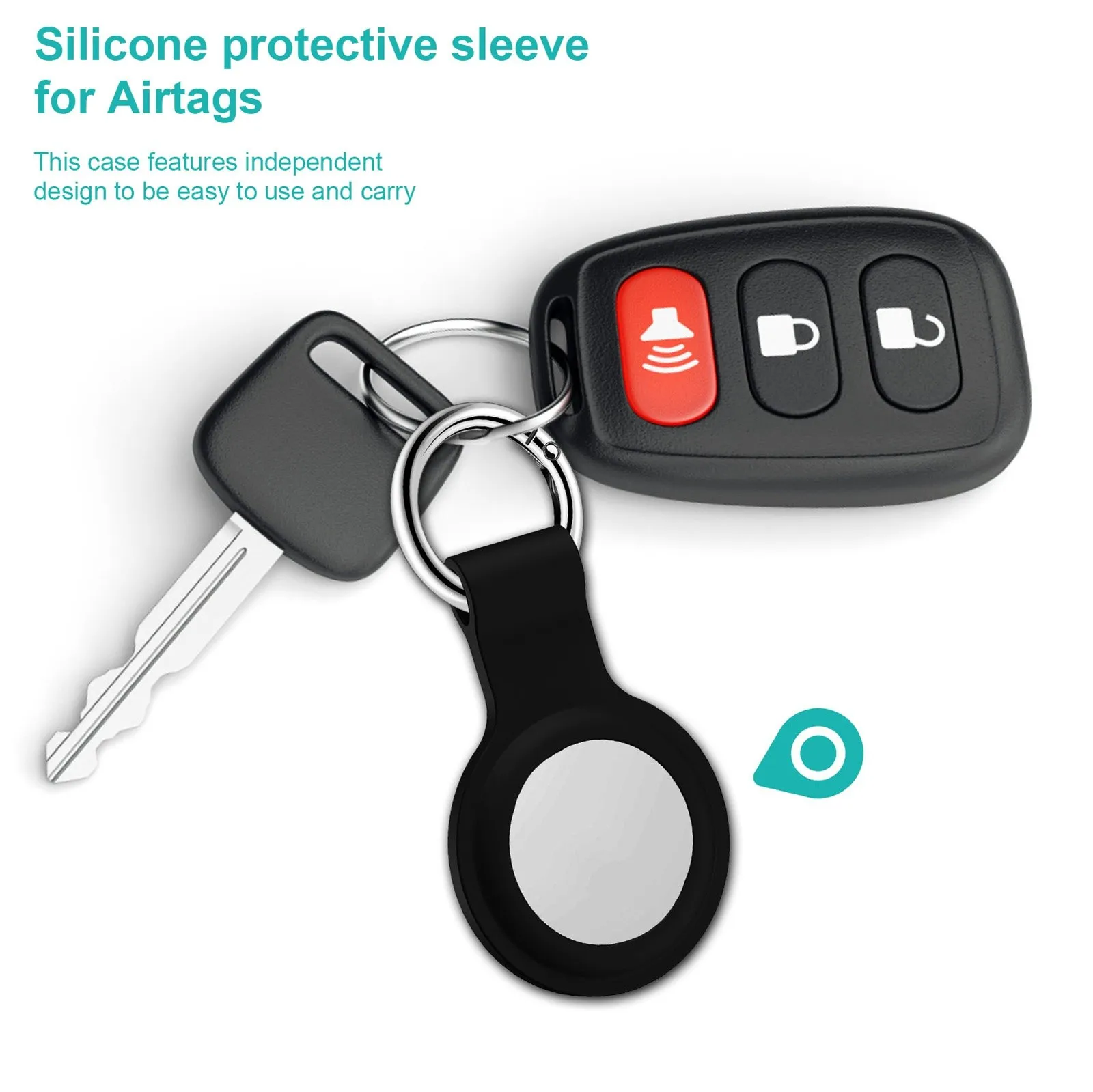 Silicone Cover for AirTags Durable Anti-Scratch Protective Skin Cover with Anti-Losing Keychain Ring Accessory Compatible Airtag