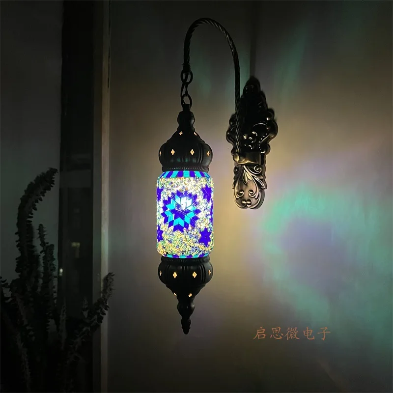 New Mediterranean Style Art Deco Turkish Mosaic Wall Lamp Handcrafted Glass Romantic Light  Lamparas Con Mosaicos Bedroom