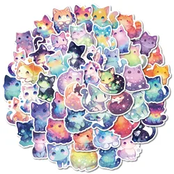 10/30/50pcs Fancy Purple Starry Sky Cats Stickers Cartoon Decals Decoration DIY Fridge Bike Phone Notebook Stationary Kids Toys