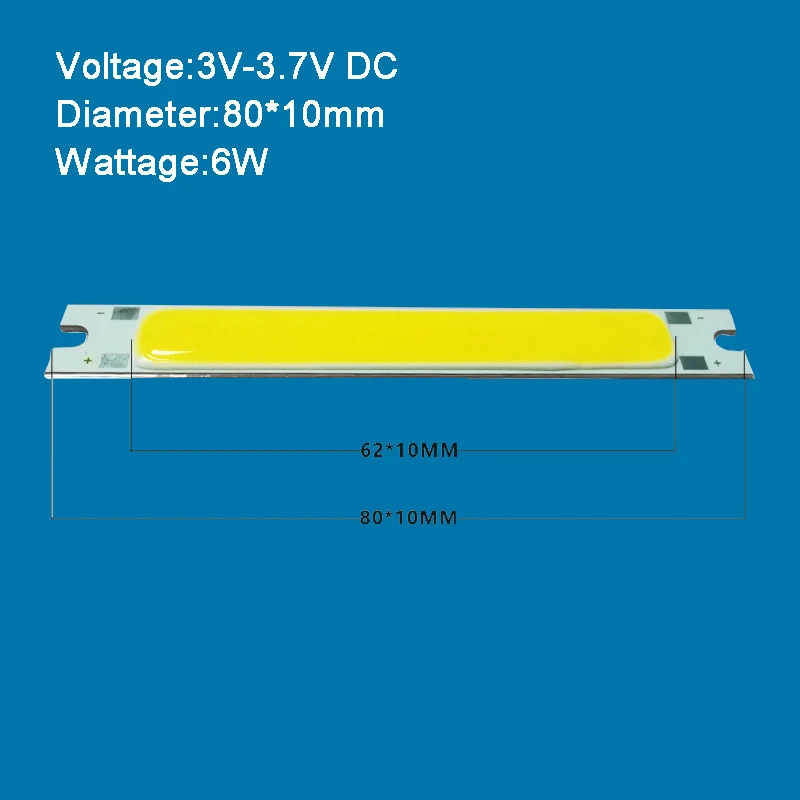 Input 3V 3.7V 4W 6W Warm White 4000K LED COB Light Bar