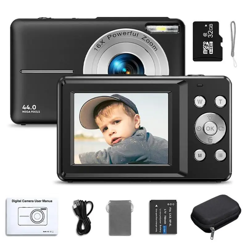 HD 2.4 inches 1080P digital Camera Rechargeable Cameras with 16x Zoom Compact Camera 44MP Cameras for kids Girls camera digit