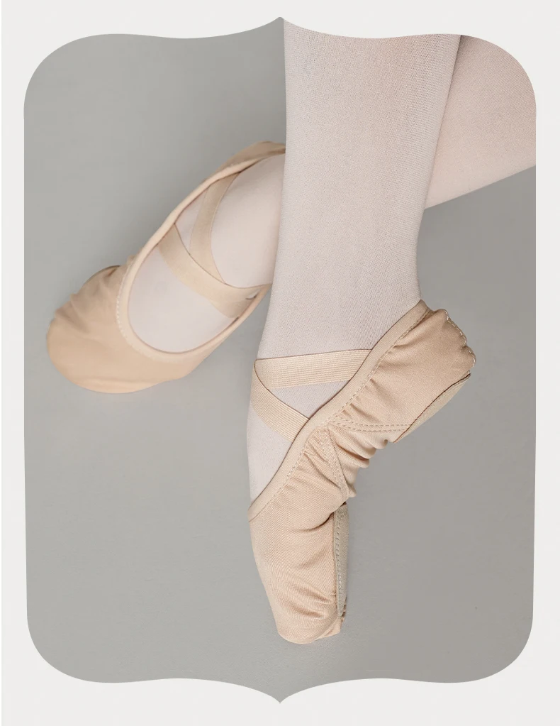Atmungsaktive Mesh-Patchwork-Tanzschuhe mit weicher Sohle für Damen, Ballettschuhe mit geteilter Sohle für Mädchen und Kinder, hochelastische Canvas-Ballettschuhe – Detail 5